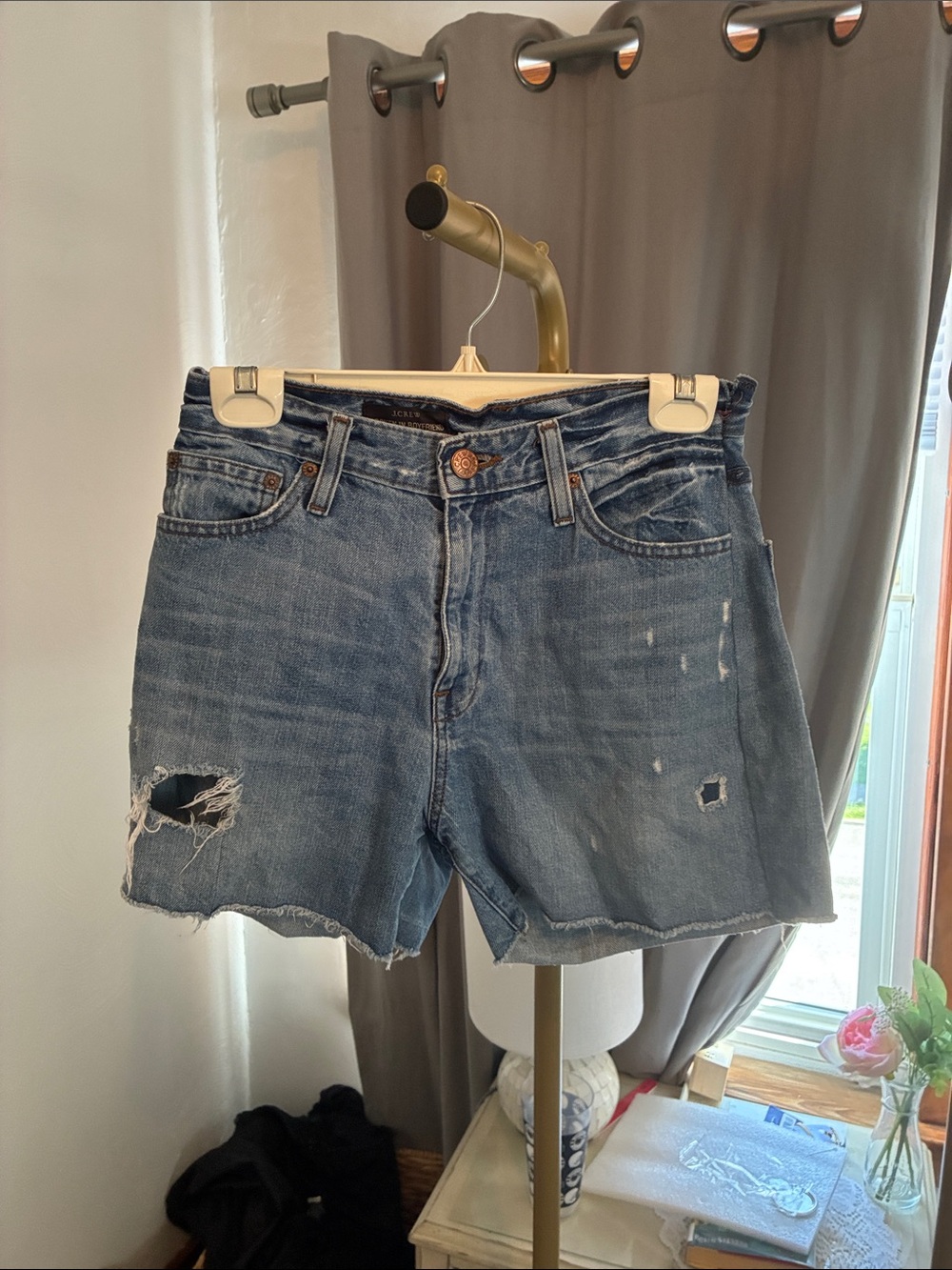 J. Crew Distressed Blue Denim Jean Shorts